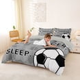 thumbnail image 3 of Erosebridal Football Sport Court Duvet Cover Set,Gray Black Bedding Full For Kids Boys,Reversible Light Gray 3-Piece,No Comforter, 3 of 6