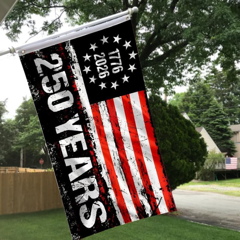 250 Anniversary USA Flag 3x5 Double Sided 3 Ply 250 year american anniversary flag Heavy Duty UV Protection  Fade Resistant 2 Brass Grommets  250 Years Of Freedom