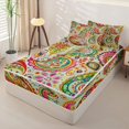 thumbnail image 2 of jejeloiu Vibrant Paisley Zipper Twin Comforter Sets with Fitted Sheet and 2 Pillowcases For Men Women,Artistic Print Zipper Bedding Set,Multi Color,Reversible,4 Pieces, 2 of 7