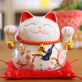 thumbnail image 3 of QualitChoice Ceramic Fortune Cat Figurine Lucky Cute Style Crafts Cartoon Animals Statue Storage Box Piggy Bank Office Desktop Type 1 Type 4, 3 of 6