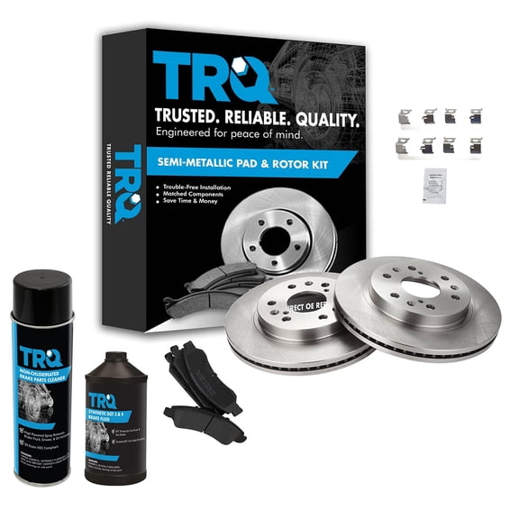 TRQ Front Premium Semi Metallic Brake Pad & Rotor Kit w/Chemicals for GM Truck BKA15342 Fits select: 2007-2018 CHEVROLET SILVERADO, 2008-2018 GMC SIERRA