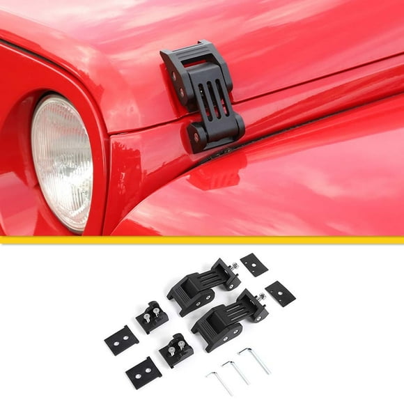 CheroCar Metal Hood Latches Hood Lock Catch Kit for Jeep Wrangler JK JKU 2007-2017