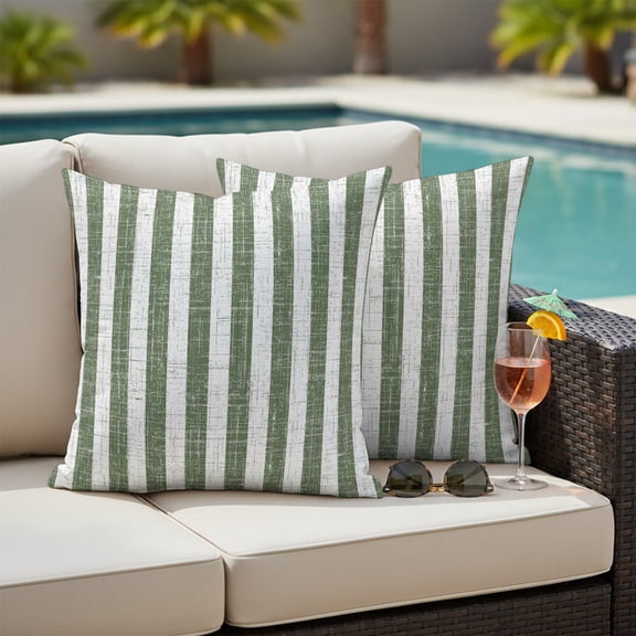 Sage Green Stripes Outdoor Waterproof Pillow Covers 26x26 Modern Abstract Linens Farmhouse Pack of 2 Decorative Outdoor Pillow Covers Square Cushion Cases for Patio Furniture Pergola Couch
