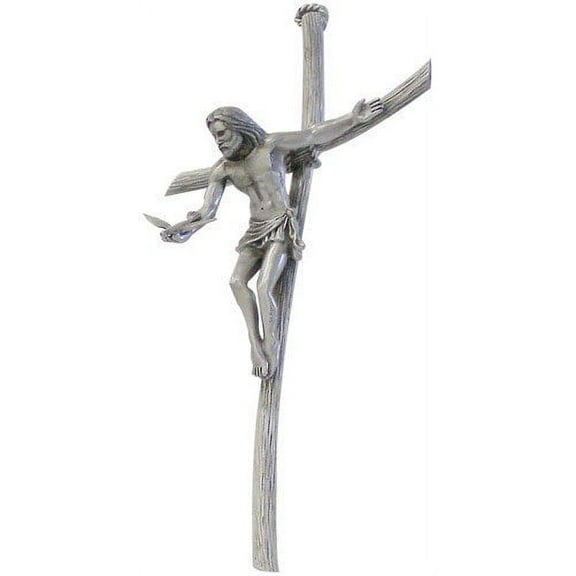 Gift of The Spirit Crucifix Genuine Pewter Wall Cross Jesus with Dove in Hand