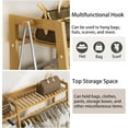 thumbnail image 2 of Colourtree 57.1'' H X 75'' W X 3'' D Bamboo Luxury Cloth Rack Heavy Duty Top Shelf Hanging Rod with Side Hook and Shoe Storage Shelf,Yellow, 2 of 5