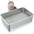 thumbnail image 1 of SHILIU-Stainless Steel Cat Litter Box, Metal Litter Pan for Cats/Rabbits (Silver, Medium(20" Lx14 Wx6 H)), 1 of 4