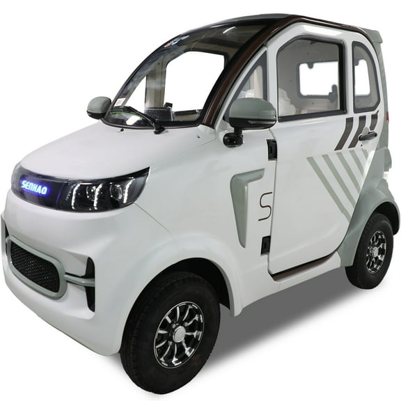 QEEKA Enclosed Mobility Scooter for Seniors,Outdoor 4 Wheel 3 Passenger Adults Elderly Powered Mobility Scooters Golf Cart 1500W,Handicap Scooters for Adults Backup Camera,Heat,Community Car,White