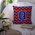 thumbnail image 3 of Carolines Treasures Letter Q Chevron Orange and Blue Fabric Decorative Pillow 14Hx14W multicolor, 3 of 4