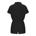 thumbnail image 4 of Gaecuw Rompers for Women Jumpsuits for Women Summer Dressy Short Sleeve Overall V Neck Band Collar Solid Onesie Strappy One Piece Outfits Casual Loose Baggy Jumpsuit Wide Leg Summer Shorts Mini, 4 of 5