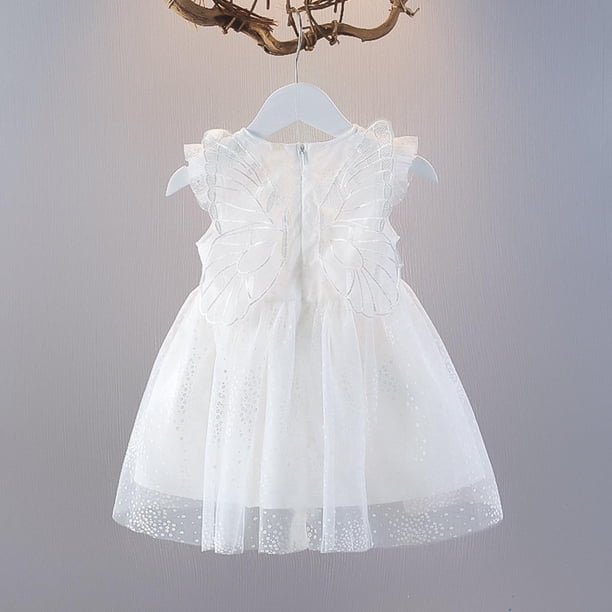 Odeerbi Vestido de Princesa Alas de Mariposa Vestido de Verano Manga de Volantes Vestido de Noche de Tul de Algodón Vestido de Niña Flor
