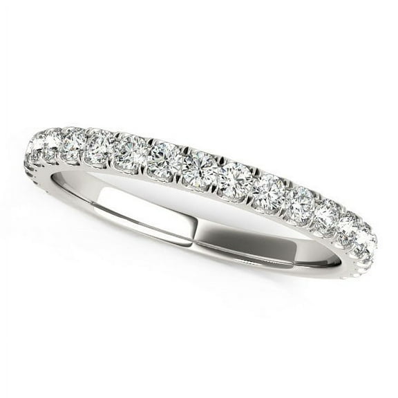 14k White Gold Round Pave Setting Diamond Wedding Band 3/8 cttw Size 3