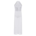thumbnail image 6 of Aislor Big Girls Mesh Split Wide-Leg Bodysuit Sequins Bodice Figure Skating Jumpsuit Gymnastics Leotard White 12, 6 of 7