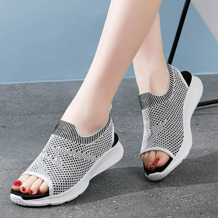 

Cathalem Sandals for Women Casual Summer Wide Width Fashion Mesh Women Breathable Wedges Beach Sandals Women New Size 10 Wedges White 9.5
