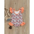 thumbnail image 4 of Arvbitana Toddler Baby Girls One Pieces Swimsuit Floral Print Fly Sleeve Ruffle Romper Swimwear Summer Casual Beach Bathing Suit for Child 12M-6T, 4 of 8