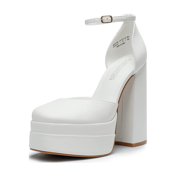 Zapatos DREAM PAIRS Aurelia Blancos con Plataforma y Tacones Gruesos