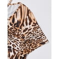 thumbnail image 6 of Gvmfive Womens Plus Size Leopard Print Short Sleeve Blouse V Neck Casual Blouse, 6 of 7