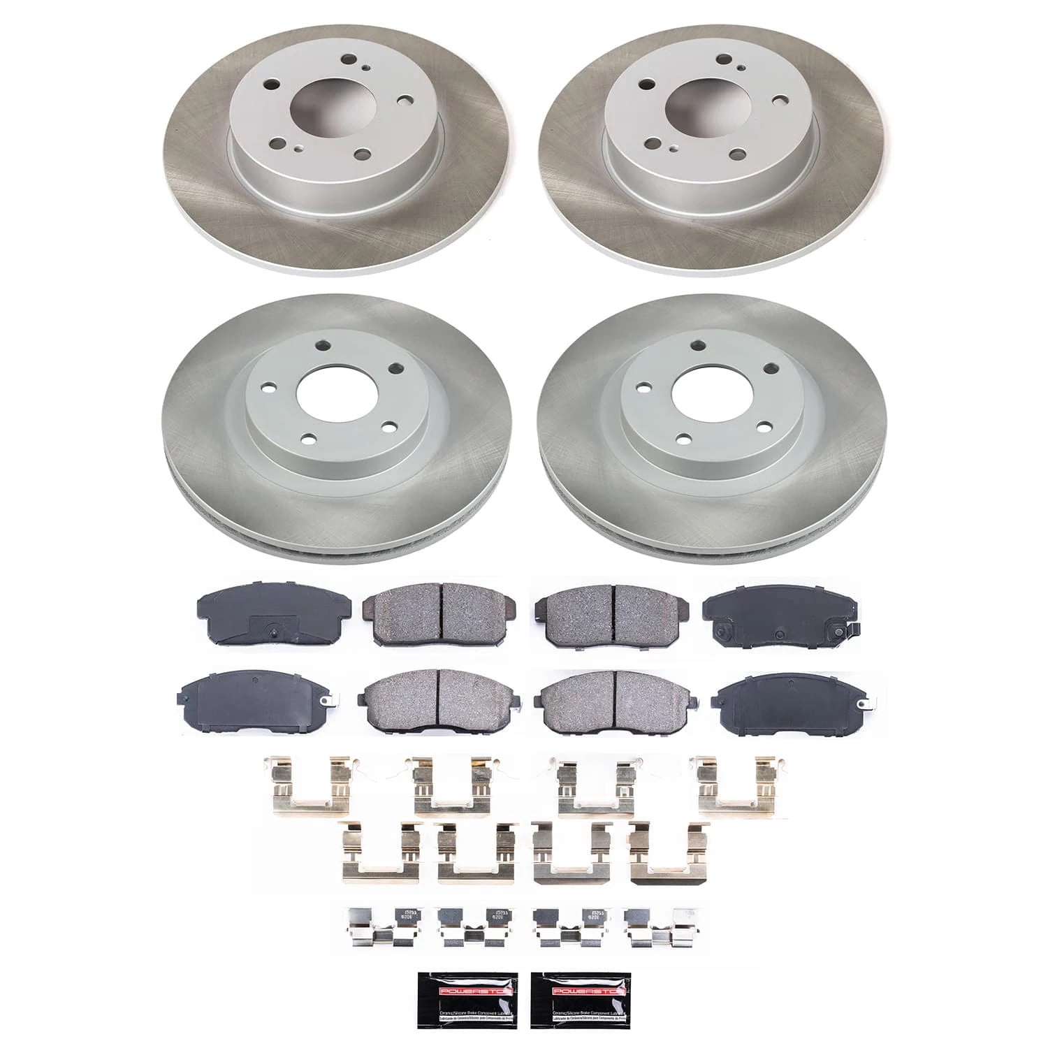 PowerStop Front and Rear Semi-Coated Rotor and Low-Dust Ceramic Brake Pad Kit SC2706