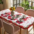 thumbnail image 3 of Valentine's Day Table Cloths for 5 Foot Rectangle Tables, Red Gnomes Roses Flowers Love Romance Patio Waterproof Elastic Fitted Tablecloths, Washable Rectangular Table Cover for Camping, 3 of 8