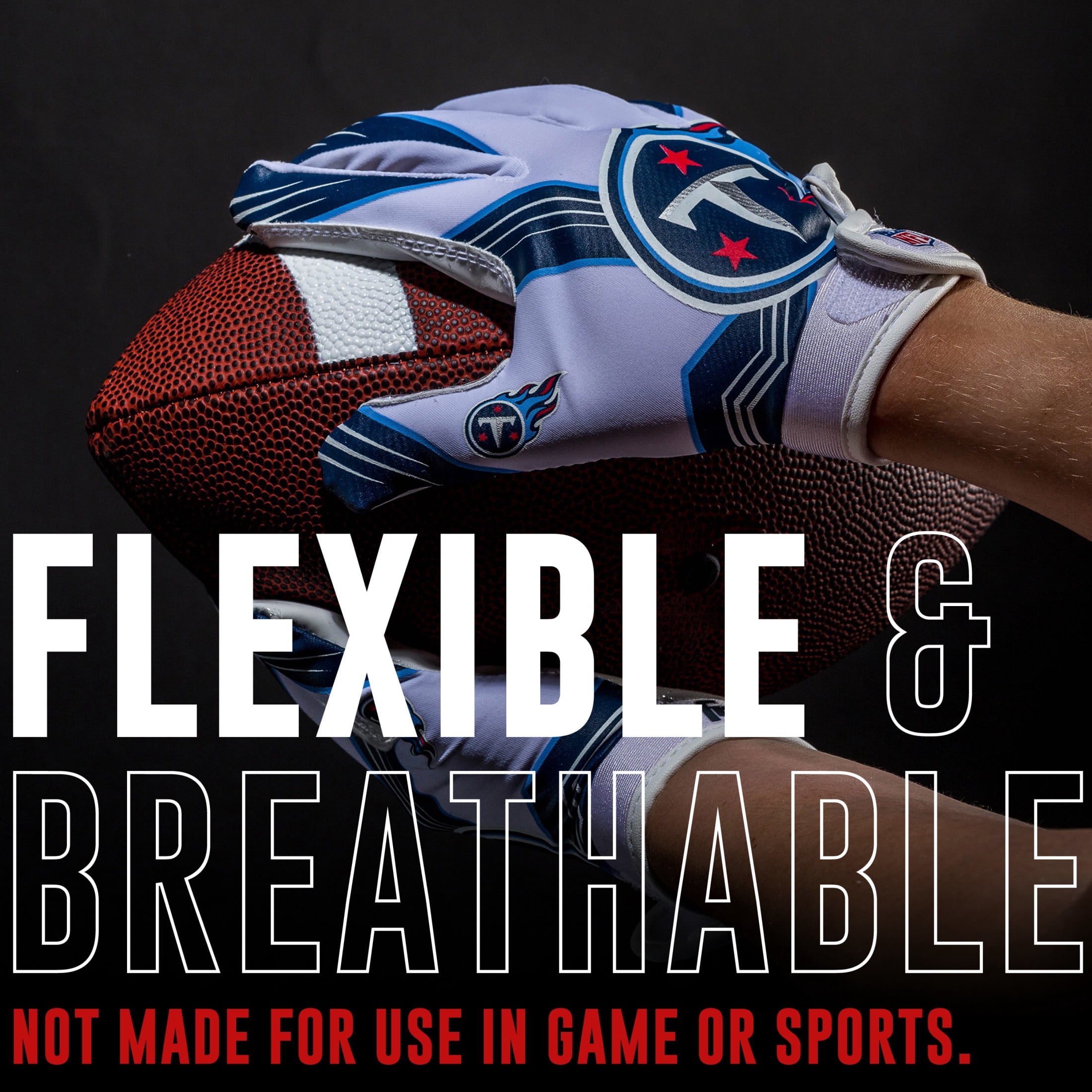 Franklin Sports Tennessee Titans Youth NFL Football Receiver Gloves - Official NFL Team Logos - Kids Football Gear + Accessories - Youth M/L Pair