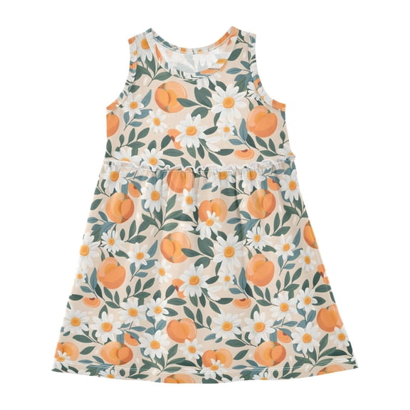 Dress Peaches with Summer Sleeveless Dress for Hem A-Line Casual Sundress