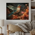 thumbnail image 2 of Designart "Blue Orange Hummingbird Enchanting Hum Geometric II" Animals Print on Natural Pine Wood, 2 of 5