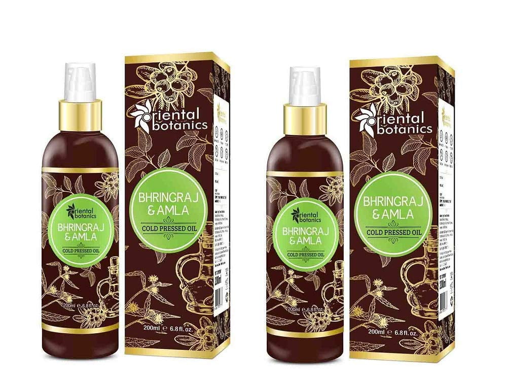 Oriental Botanics Bhringraj & Amla Cold Pressed Oil For Hair Regrowth -  200ml (Pack OF 2) (No Mineral Oil, Silicon or Paraben) - with Express  Shipping 
