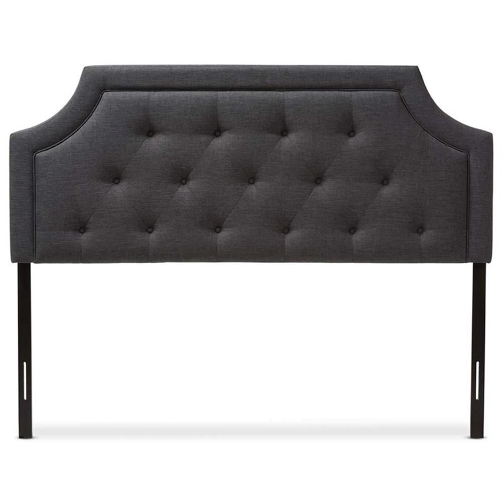 Bowery Hill Contemporary Fabric Tufted Full Headboard in Dark Gray