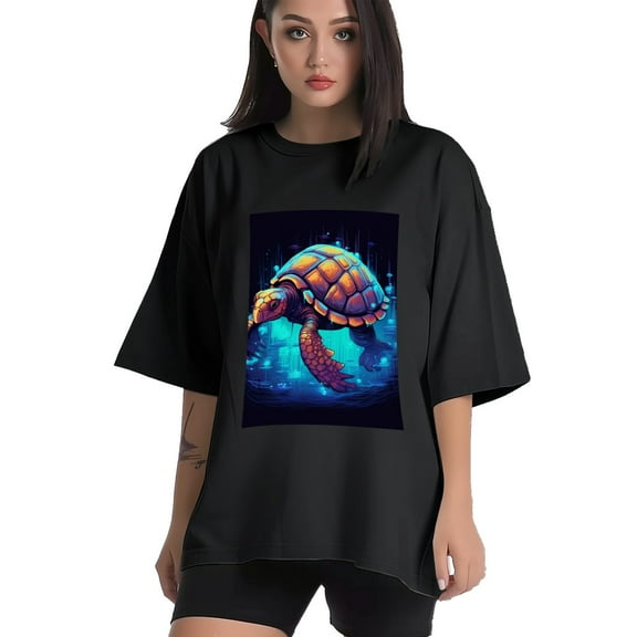 Plus Size Shirt for Women Black Tops for Women Short Sleeves Shirt for Women Turtle T Shirt Crewneck Shirt for Women XS