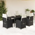 thumbnail image 1 of vidaXL 7 Piece Garden Dining Set with Cushions Black Poly Rattan, 1 of 5