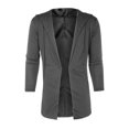 thumbnail image 3 of Men Splicing Hooded Solid Trench Coat Jacket Cardigan Long Sleeve Outwear Blouse, 3 of 5