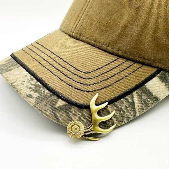 Brass Antler Hat Clip, Durable Handcrafted Hardware, Secure Grip, Traditional Style, for Outdoorsmen, Hunting Gear, Camouflage Finish, Weather-Resistant, Rust-Free Brass, for Shooting Trips Hzhnb