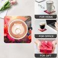 thumbnail image 3 of BaHomeck Drink Coasters Set Of 4 With Holder Beautiful Hummingbird Hovers Among Colorful Flowers Water Absorbent Ceramic Coasters Tabletop Protection,Suitable For Various Cup,Home Decor, 3 of 4