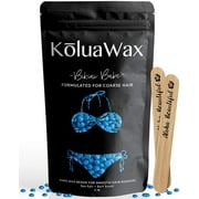 KoluaWax Hard Wax Beads for Hair Removal (Coarse Body Hair Specific) Our Strongest Blue Bikini Babe for Brazilian, Underarms, Back and Chest, Large Refill Pearl Beads for Wax Warmers