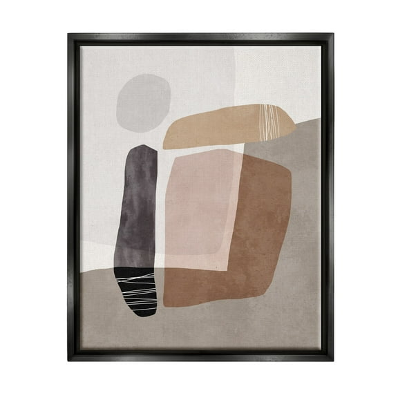 Stupell Industries Overlapped Earth Transparent Solid Polygons Contemporary Art Jet Black Framed Floating Canvas Wall Art, 16x20, by Nina Blue