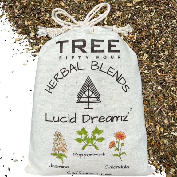 Lucid Dreamz Herbal Blend in Double Drawstring Sachet, Loose, Organic 3 oz | Tree Fifty Four