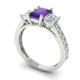 thumbnail image 2 of 1.88 ctw 3 Stone Anniversary Ring for Women | Emerald Cut Natural Amethyst | Hyperallergenic Solid 18K White Gold, 2 of 5