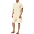 thumbnail image 2 of MODA NOVA Big & Tall Men's Linen Sets Short Sleeves Shirt Beach Shorts Beige XLT, 2 of 5