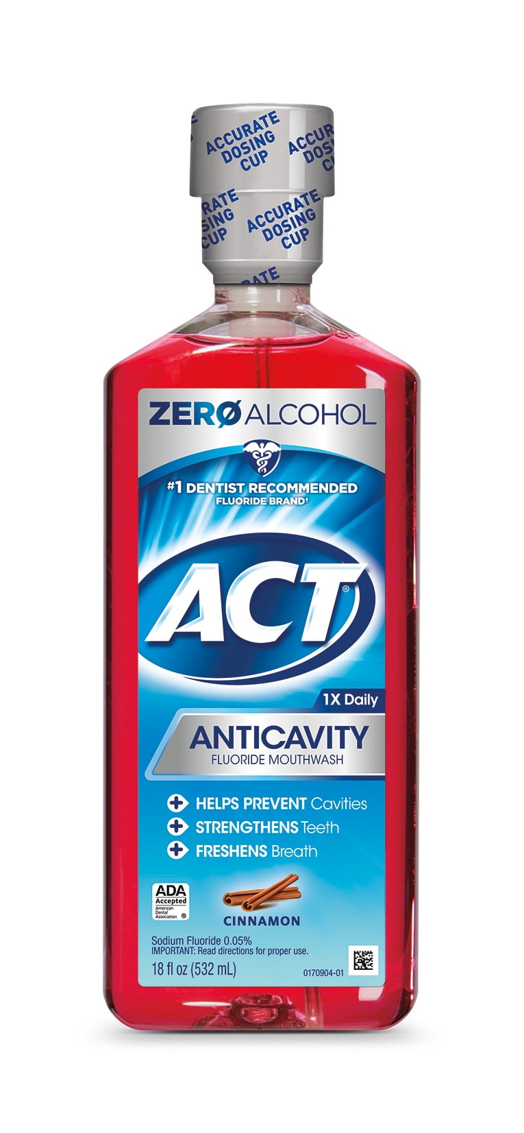 ACT Anticavity Alcohol Free Cinnamon Mouthwash, 18oz