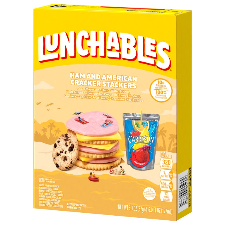 Lunchables Lunch Combinations, Cracker Stackers, Ham + American, with Fruit, Shop