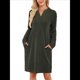 thumbnail image 3 of Vestido Informal de Larga con Bolsillos y Cuello en V para Mujer, Holgado, para Otoño e Invierno Verde L, 3 of 9