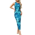 thumbnail image 2 of INSPIRE CHIC Bodycon Dresses for Women Floral Print Sleeveless Ruched Fitted Wedding Guest Cocktail Party Maxi Dress XS Blue, 2 of 6