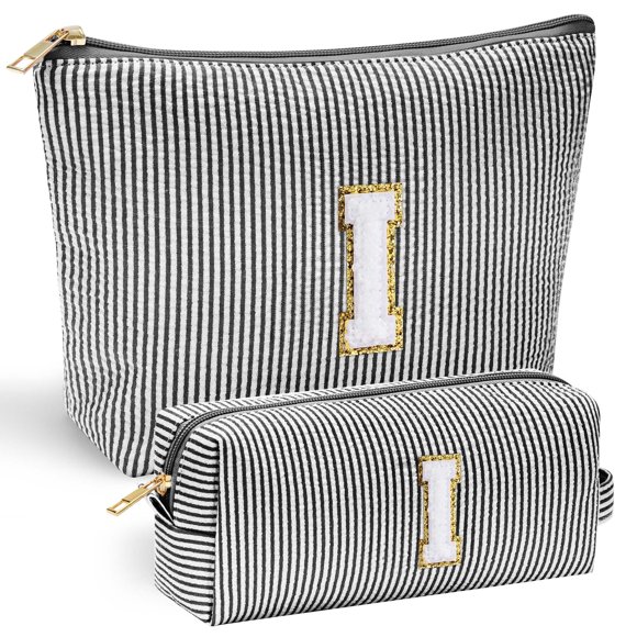 Bolsa de maquillaje YOOLIFE con monograma inicial negra para mujeres y niñas