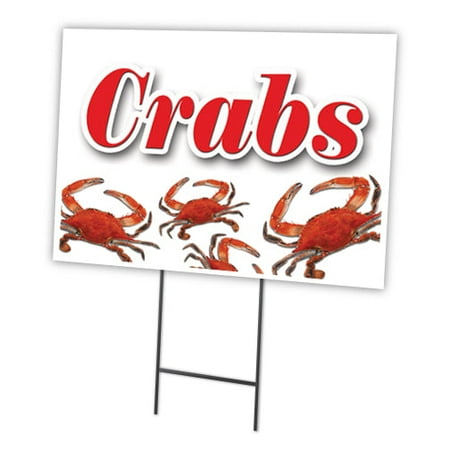 CRABS 18"x24" Yard Sign & Stake | Advertise Your Business | Stake Included Image On Front Only | Made in The USA