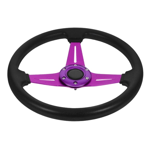 HOOWIFFY Violet Racing Car Steering Wheel with Aluminum Alloy Frame and PU Grip for Driving Control