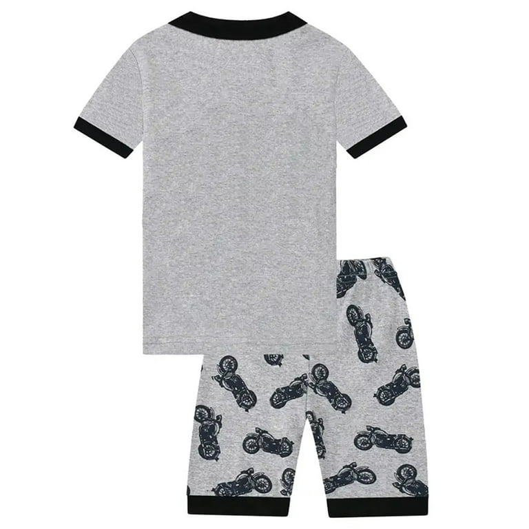 WIBACKER 3-12Y Big Boys Gray 2-Piece Motorcyclists Pajamas 100