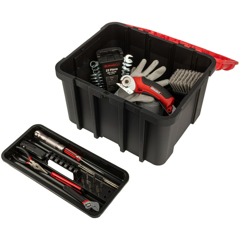 Stalwart Plastic Tool Box Organizer - 18.7” Extra Large Portable