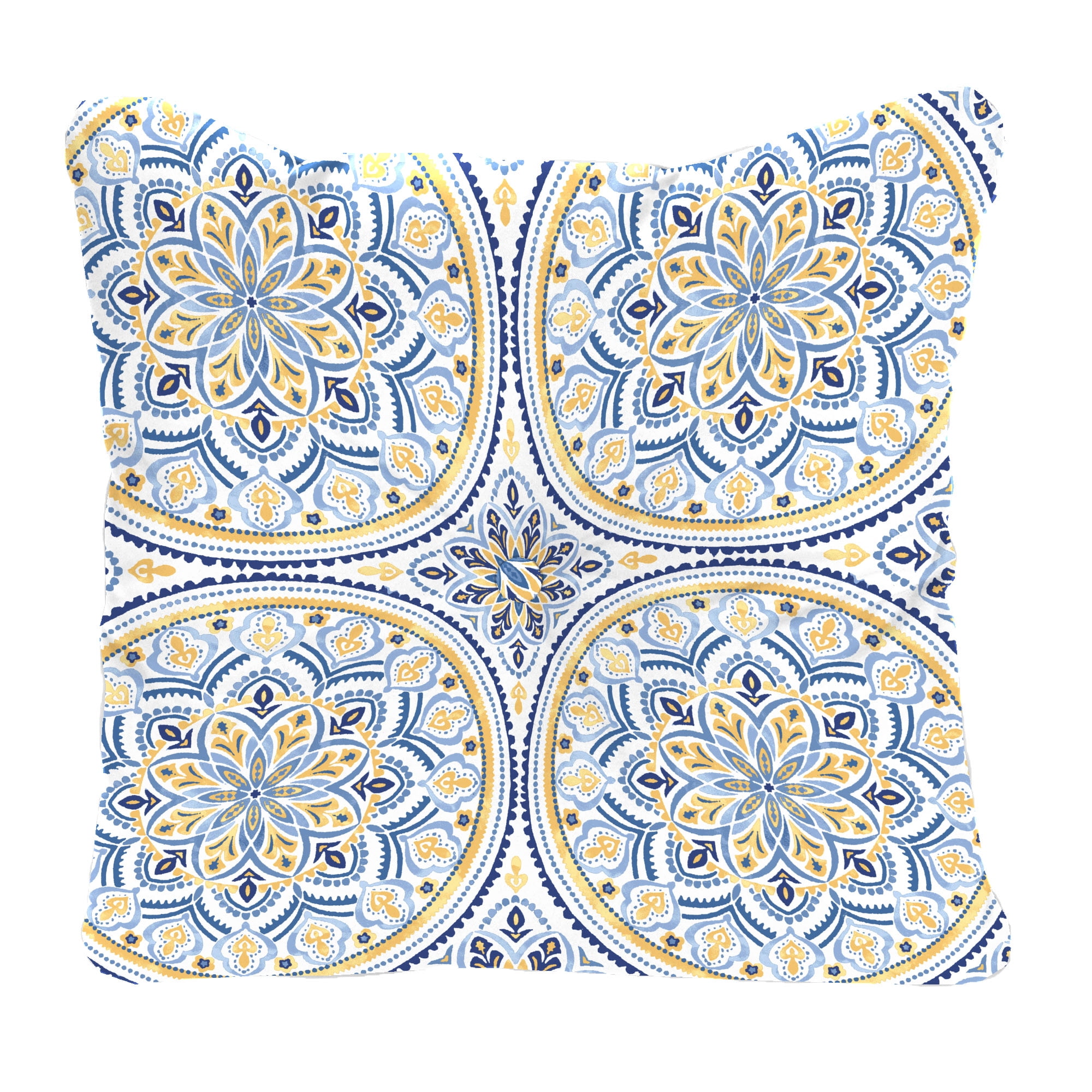 Jordan Manufacturing 24" x 24" Castille Multicolor Medallion Square Tufted Outdoor Deep Seat Chair Back Cushion with Fabric Button (2 Pack)