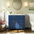 thumbnail image 4 of Amerlife 36" Fluorescent Bathroom Vanity with Sink Combo, Modern Small Single Bathroom Cabinet Set, Includes Luminous Countertop & Sink, Blue, 4 of 6