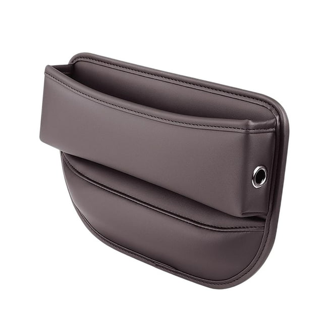 Organizador de cuero sintético para el hueco del asiento del coche, caja de almacenamiento para teléfonos móviles, color marrón moca