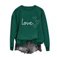 thumbnail image 1 of Sudadera Penkiiy Valentine para mujer: lindas camisetas del día de San Valentín Love Heart Graphic Print Suéter de manga larga Tops XL Green, 1 of 5